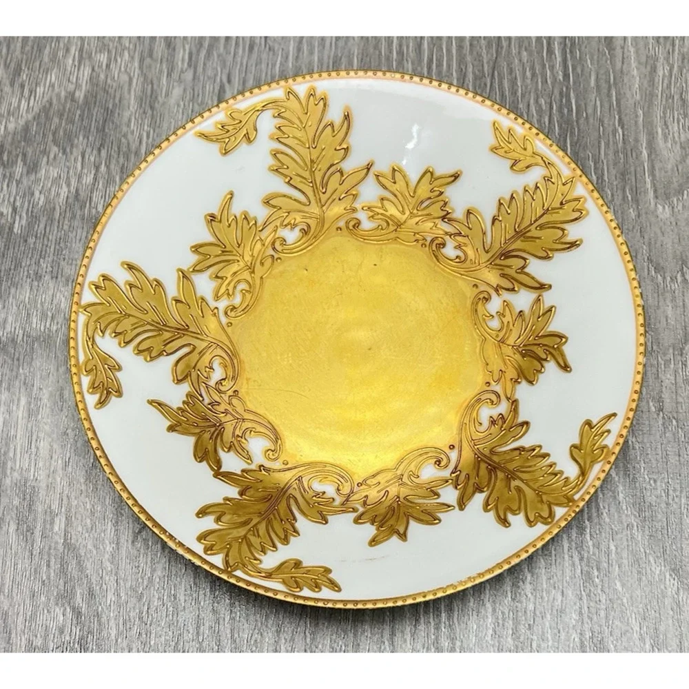 Limoges France Raphael Weill & Co San Francisco Gold Leaves Teacup & Saucer READ